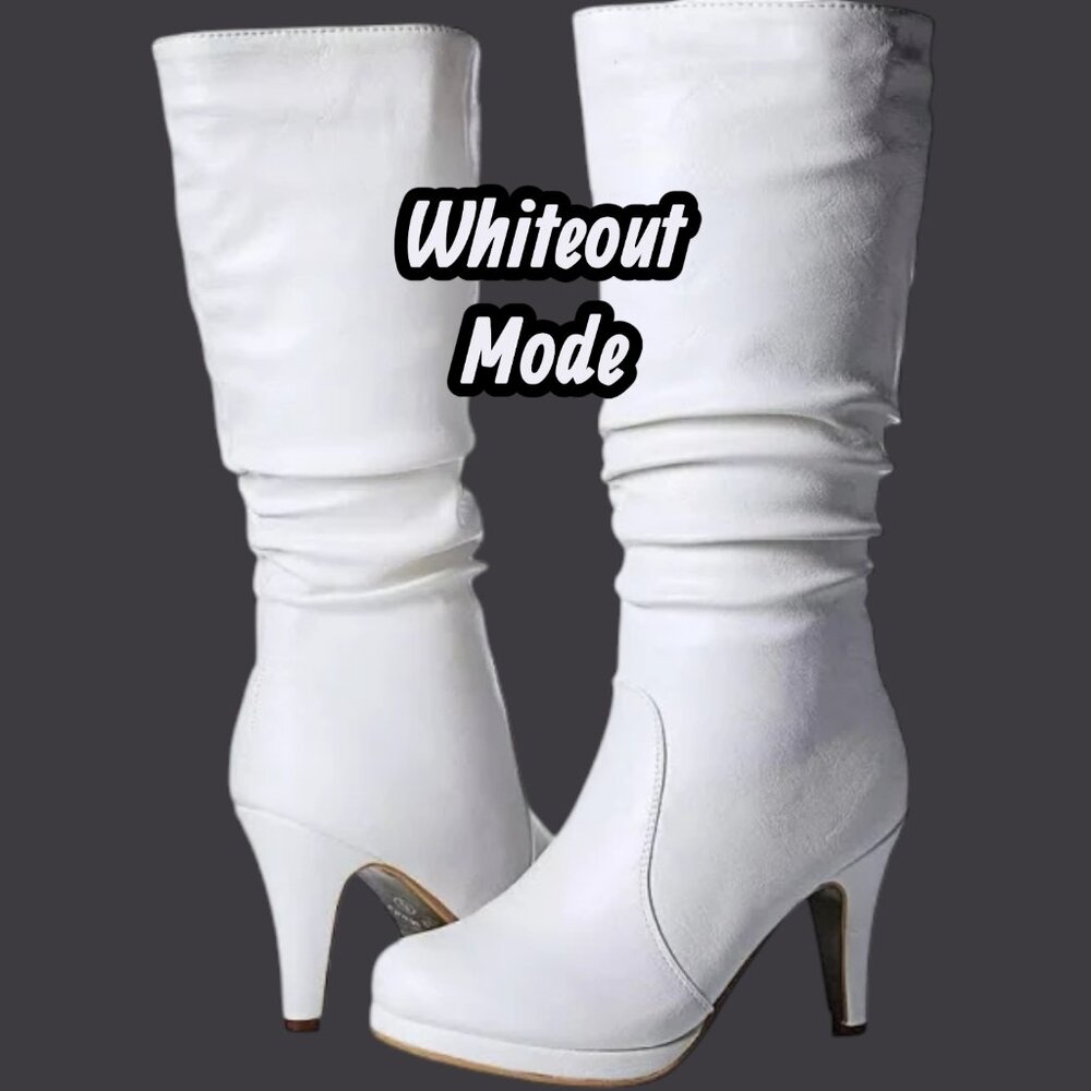 Top Moda Sleek Mid-Calf Faux Leather Boot - Slouched Shaft & Platform Heel